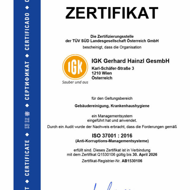 Zertifikat ISO 37001